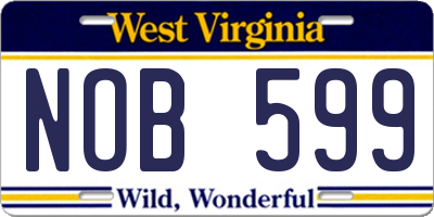 WV license plate NOB599