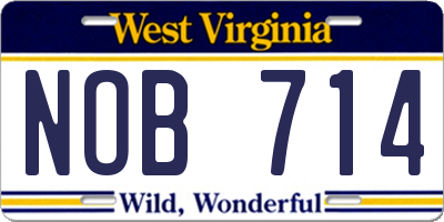 WV license plate NOB714