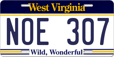 WV license plate NOE307