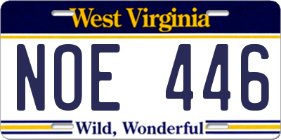 WV license plate NOE446
