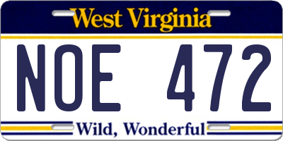 WV license plate NOE472