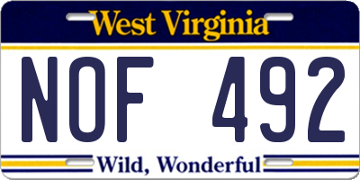 WV license plate NOF492