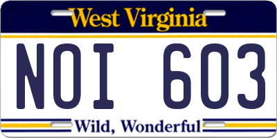 WV license plate NOI603