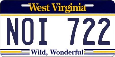 WV license plate NOI722