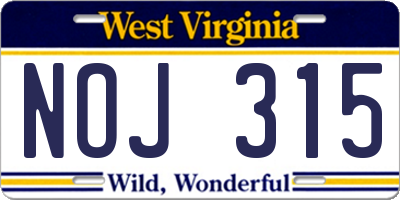 WV license plate NOJ315