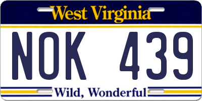 WV license plate NOK439
