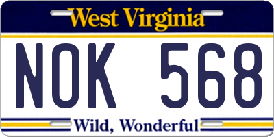 WV license plate NOK568