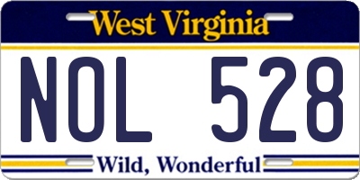 WV license plate NOL528