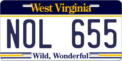 WV license plate NOL655