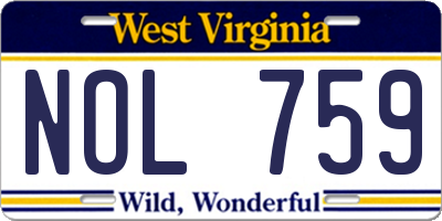 WV license plate NOL759