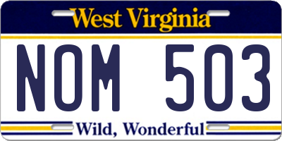 WV license plate NOM503