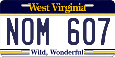 WV license plate NOM607