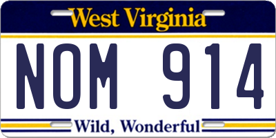 WV license plate NOM914