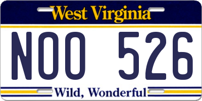 WV license plate NOO526