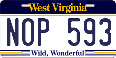 WV license plate NOP593
