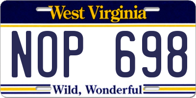 WV license plate NOP698