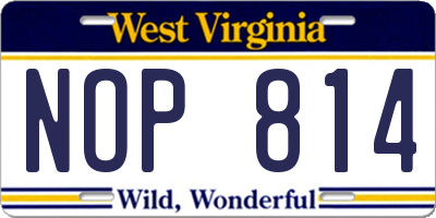 WV license plate NOP814
