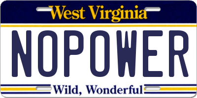 WV license plate NOPOWER