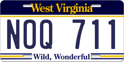 WV license plate NOQ711
