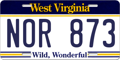 WV license plate NOR873