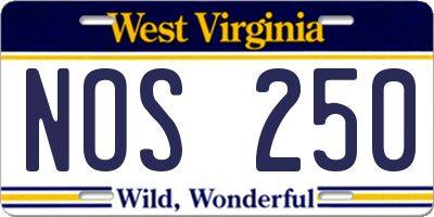 WV license plate NOS250