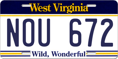 WV license plate NOU672