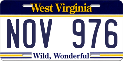 WV license plate NOV976