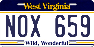 WV license plate NOX659