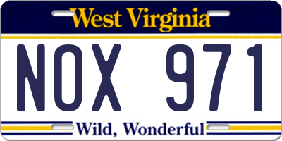 WV license plate NOX971