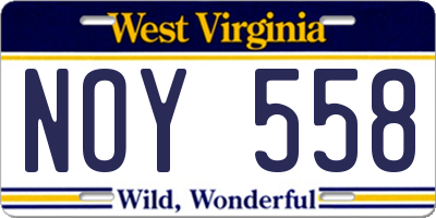 WV license plate NOY558
