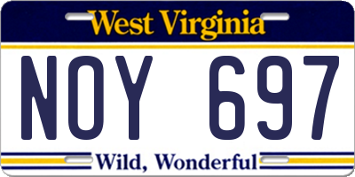 WV license plate NOY697