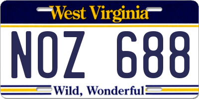 WV license plate NOZ688
