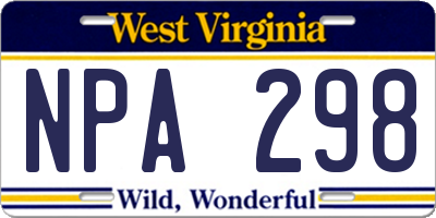 WV license plate NPA298