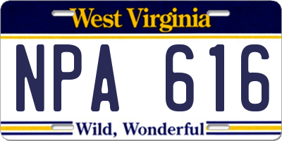 WV license plate NPA616