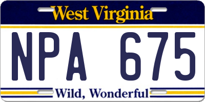 WV license plate NPA675