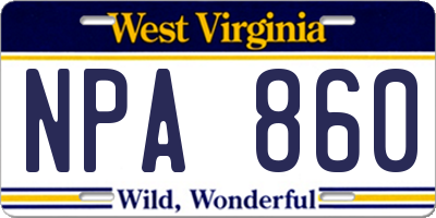 WV license plate NPA860