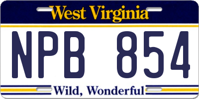 WV license plate NPB854