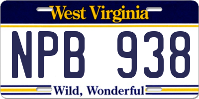 WV license plate NPB938