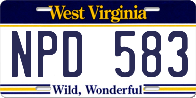WV license plate NPD583