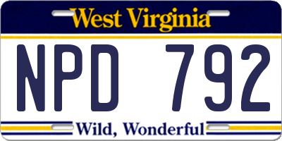 WV license plate NPD792