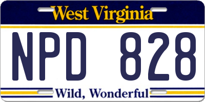 WV license plate NPD828