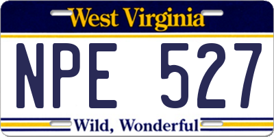 WV license plate NPE527