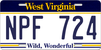 WV license plate NPF724