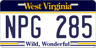WV license plate NPG285