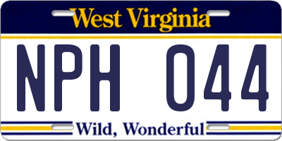 WV license plate NPH044