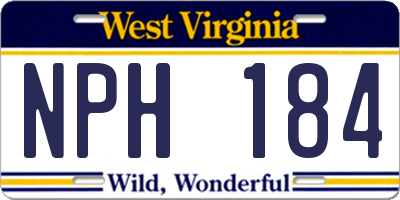 WV license plate NPH184