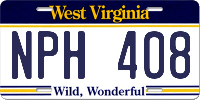 WV license plate NPH408