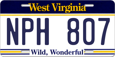 WV license plate NPH807