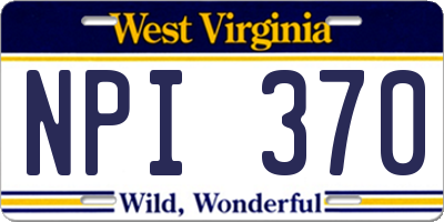 WV license plate NPI370