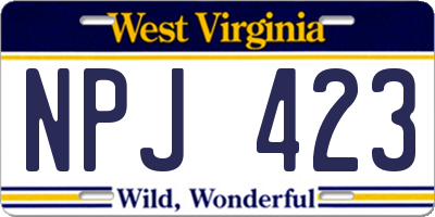 WV license plate NPJ423